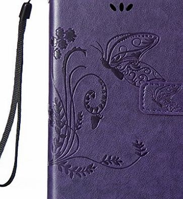 idatog iPhone 5 Case,iPhone 5S Case,iPhone SE Case [With Tempered Glass Screen Protector],idatog(TM) Magnetic Flip Book Style Cover Case ,High Quality Classic Elegant Butterfly Flower Pattern Design Premium 
